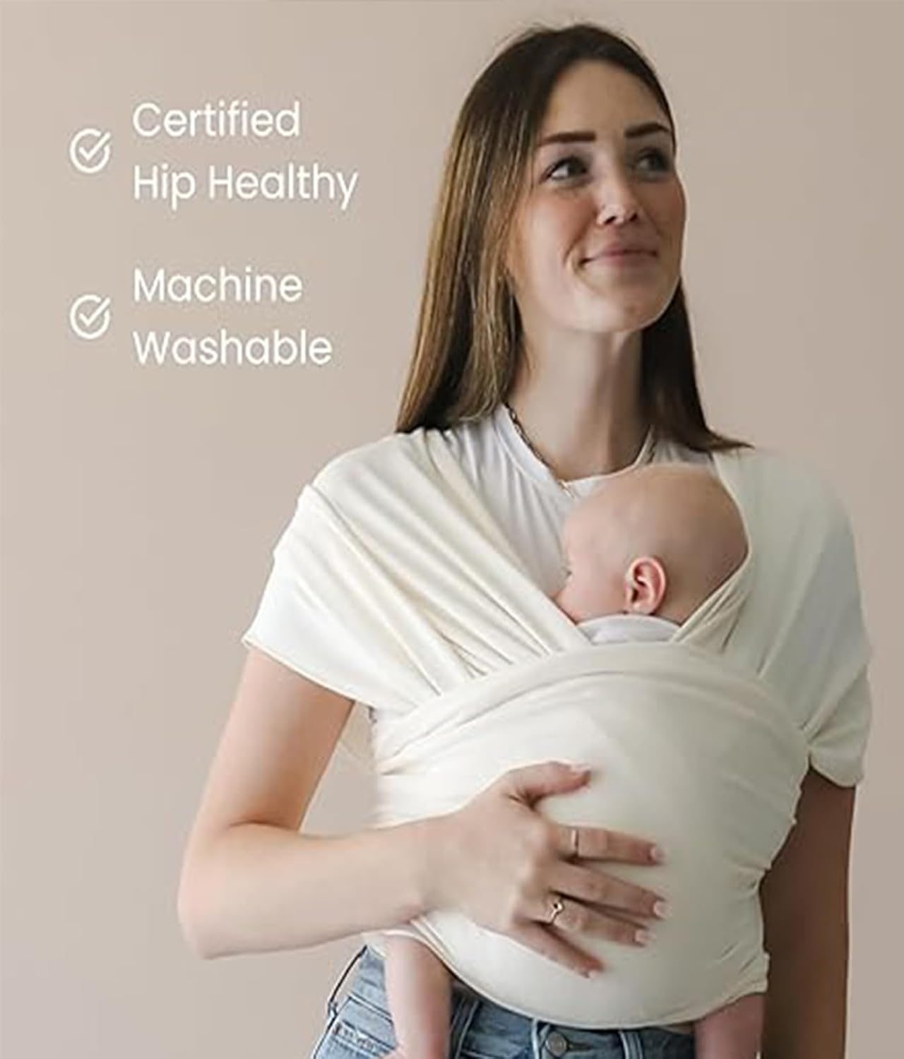 Baby Wrap Carrier Sling，Infant Wrap and Reusable Nursing Pads - Easy-Wearing, Adjustable Baby Sling Carrier Newborn to Toddler，Adjustable Carriers (Pink) image number 2