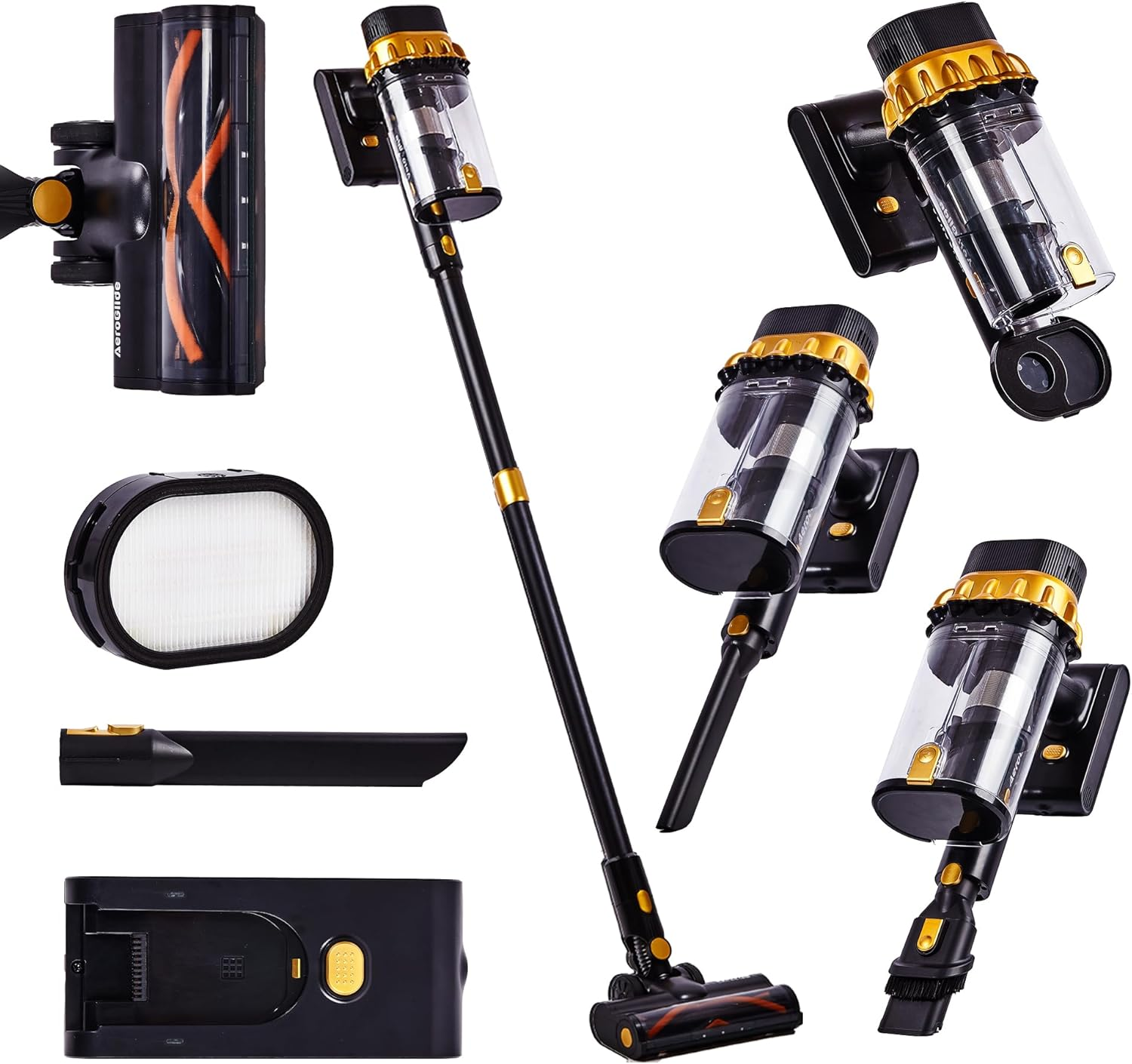 Cordless Stick Vacuum Cleaner, 45Kpa Powerful Suction, 550W Motor, 50 Min Runtime, Auto Mode, LED Display, Wall Mount, HEPA Filter &ndash; Ideal for Pet Hair, Hard Floors & Carpets image number 4