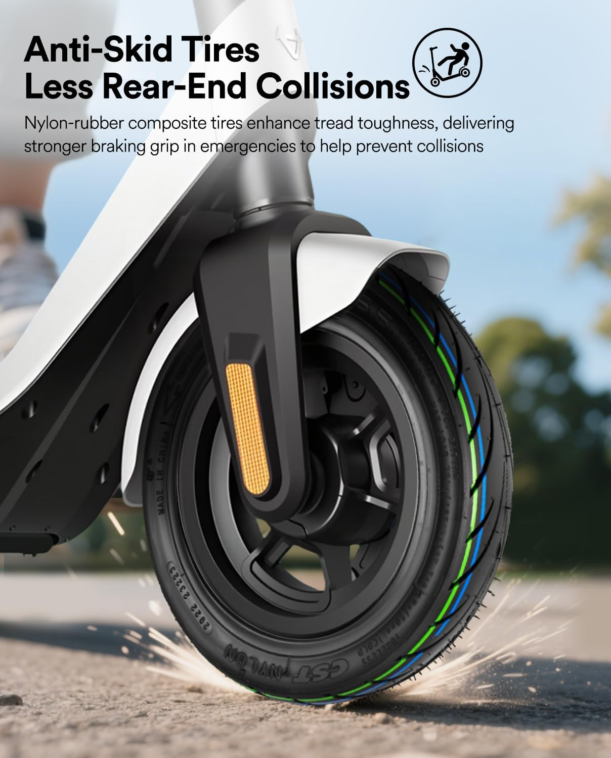 10X2.30-6.5 Non-Slip Vacuum Tire for NIU Kqi2 Pro Electric Scooter, Front Rear Replacement Tire image number 2