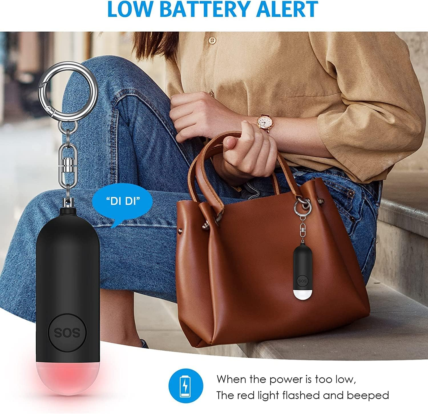 AMIR Personal Alarm for Women Elderly, 130Db Loud Personal Alarm Police Approved with LED Flashlight, Rechargeable Small Personal Panic & Rape Alarm Keyring for Students, Girls, Kids (Black) - 1, Black image number 4