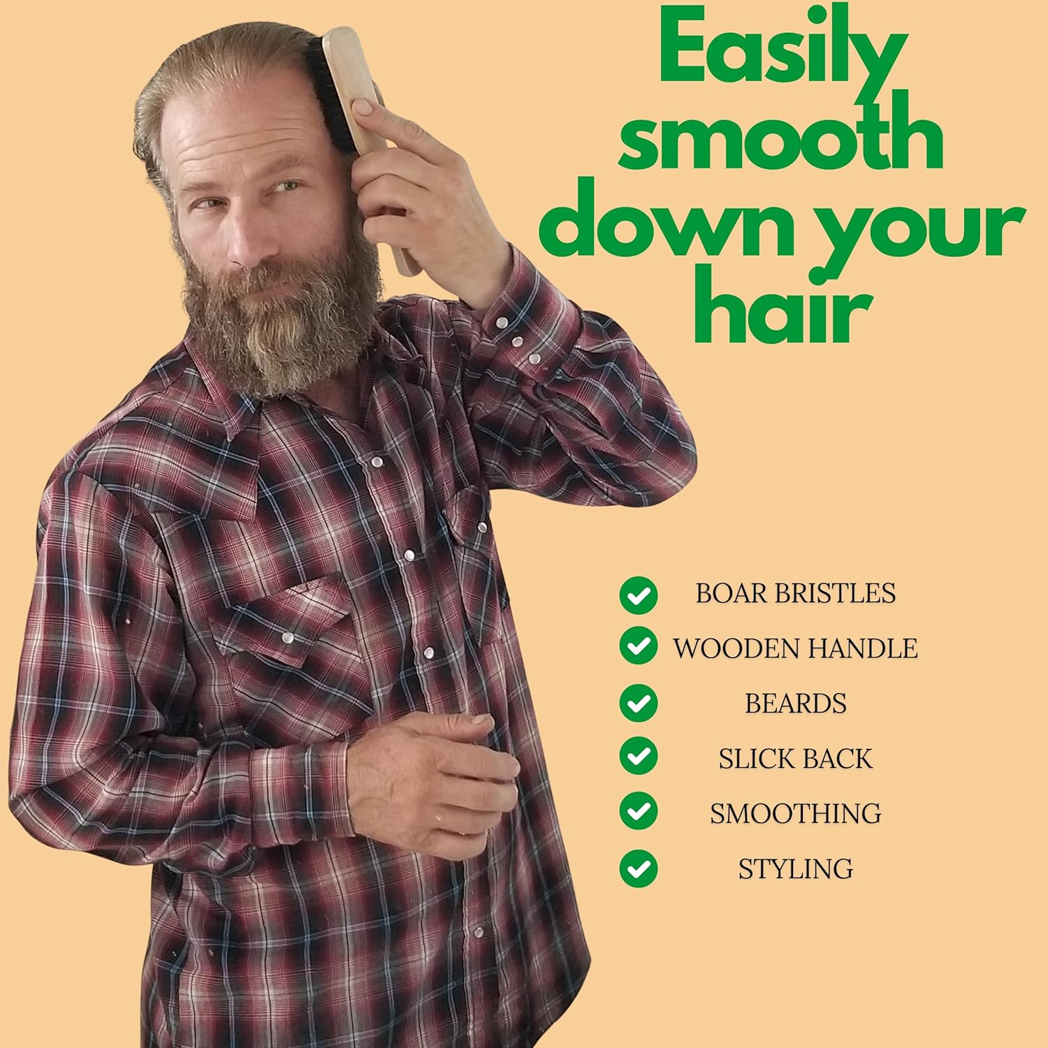 Grannaturals Men'S Boar Bristle Hair + Beard Brush image number 1