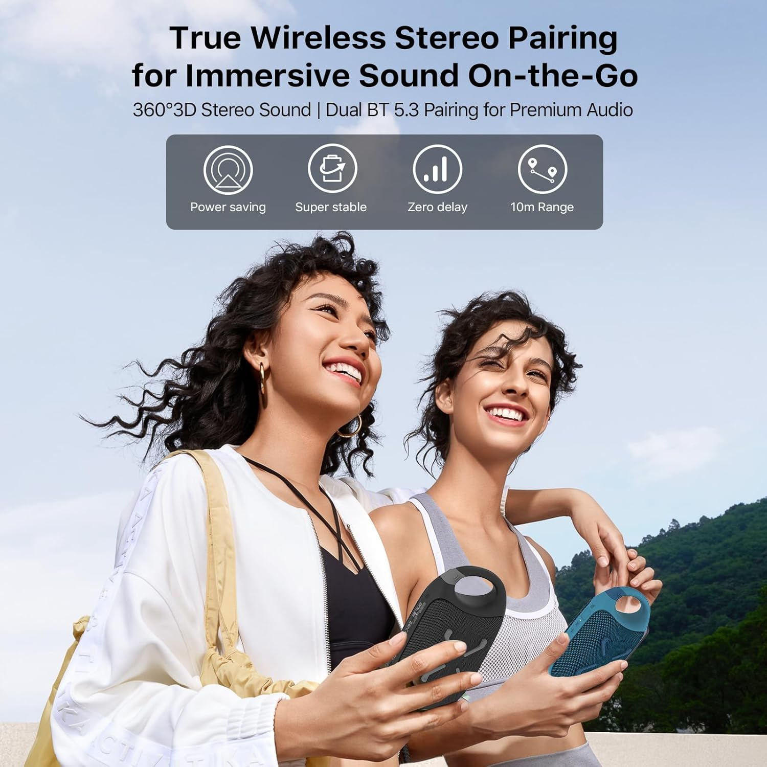 JUOVI Clip Wireless Portable Bluetooth Speaker，24H Playtime Mini Shower Speaker IP68 Waterproof & Dustproof HD Sound Integrated Carabiner, for Home Outdoor and Travel