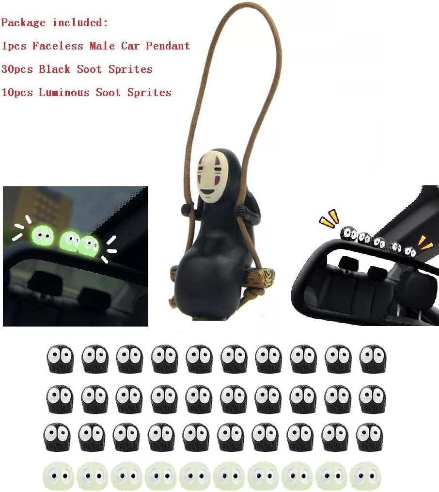 Studio Anime Merch Car Accessories Set - 1 Faceless Male Car Pendant and 40 Soot Sprites Car Rearview Mirror Accessories image number 2