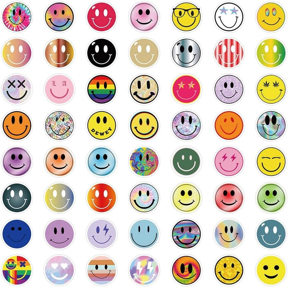 100PCS Smiling Stickers, Cute Water Bottle Stickers for Kids, for Teaching Rewards, Notebooks, Stationery, Luggage, Cartoon Happy Stickers image number 3