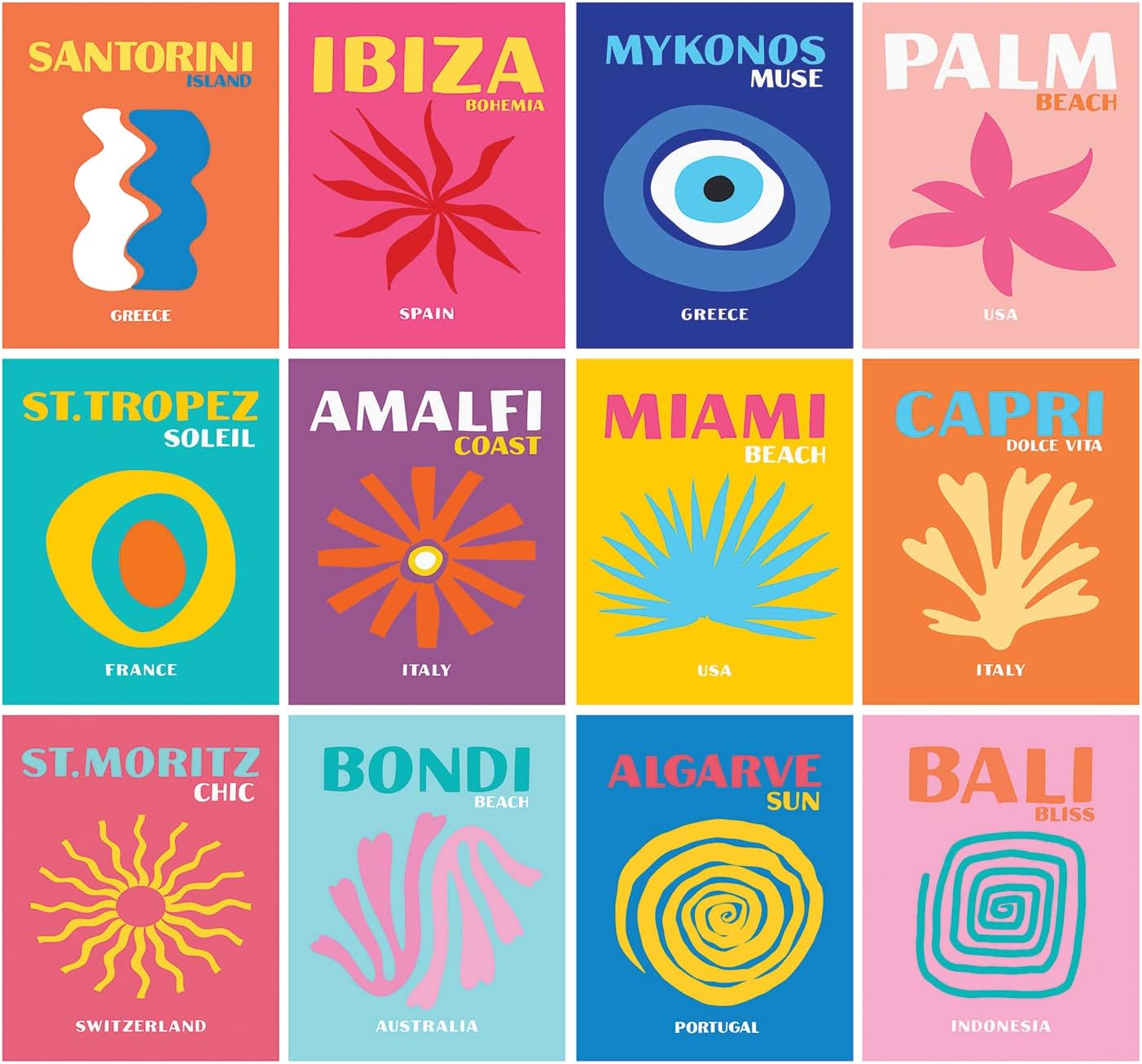 WOONKIT 12 Set Preppy Room Decor, Posters for Aesthetic, Trendy College Dorm Wall Cute Bedroom Office Living Home Art Prints, Travel Pictures, Collage Kit Coconut Teen Girl Kawaii Stuff (A - TRAVEL) image number 6