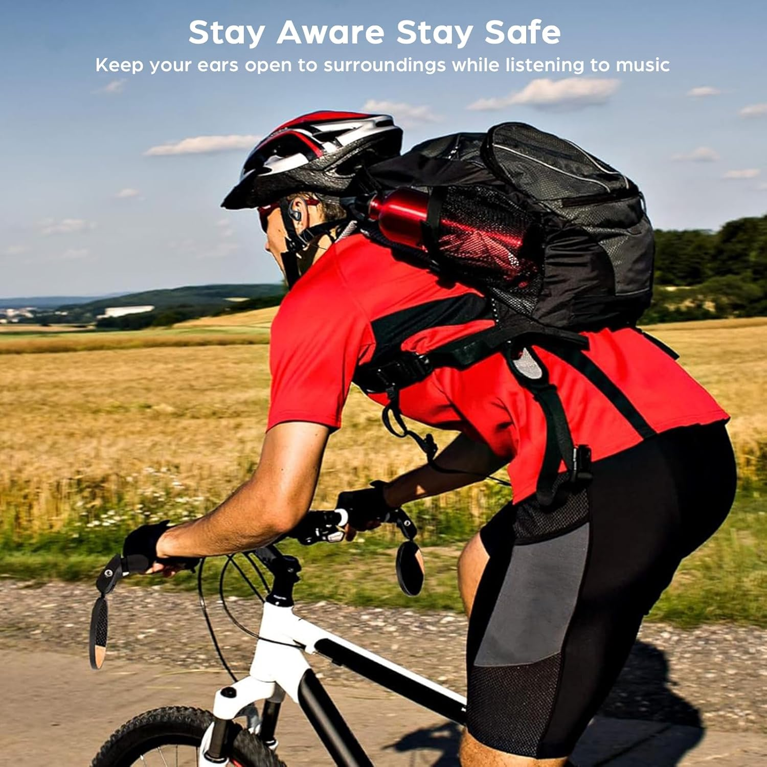 Fesoklaf 3.5Mm Wired Open Ear Headphones with Ear Hook, Running Headphones with Microphone and Inline Control, Air Line, Wired Stereo Headset for Sports, Cycling, Jogging image number 4