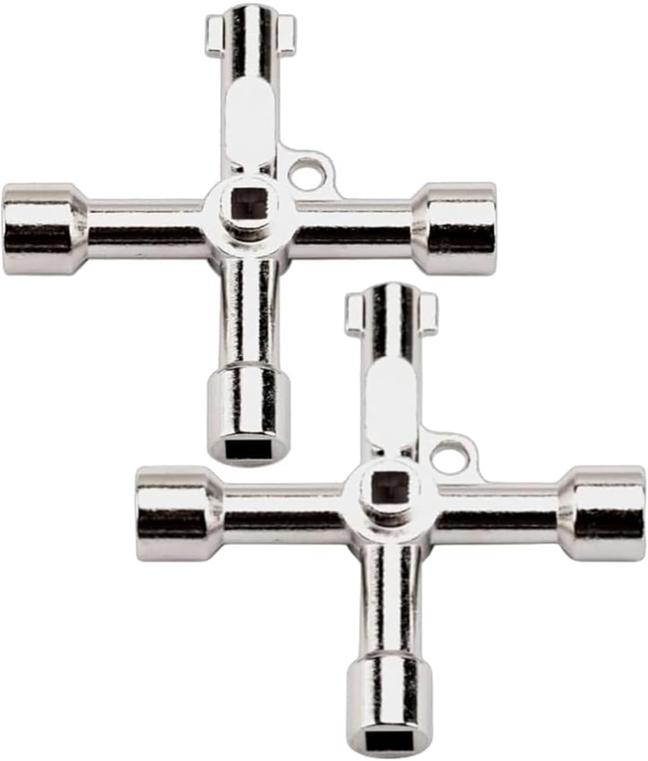 2 Pack Electrical Cabinet Key, 4 Way Utilities Key, 4 in 1 Triangle Square Panel Cross Key Wrench for Faucet Gas Meter Valve Spigots Electrical Cabinet Plumbing Plumber Opening (Silver) image number 6