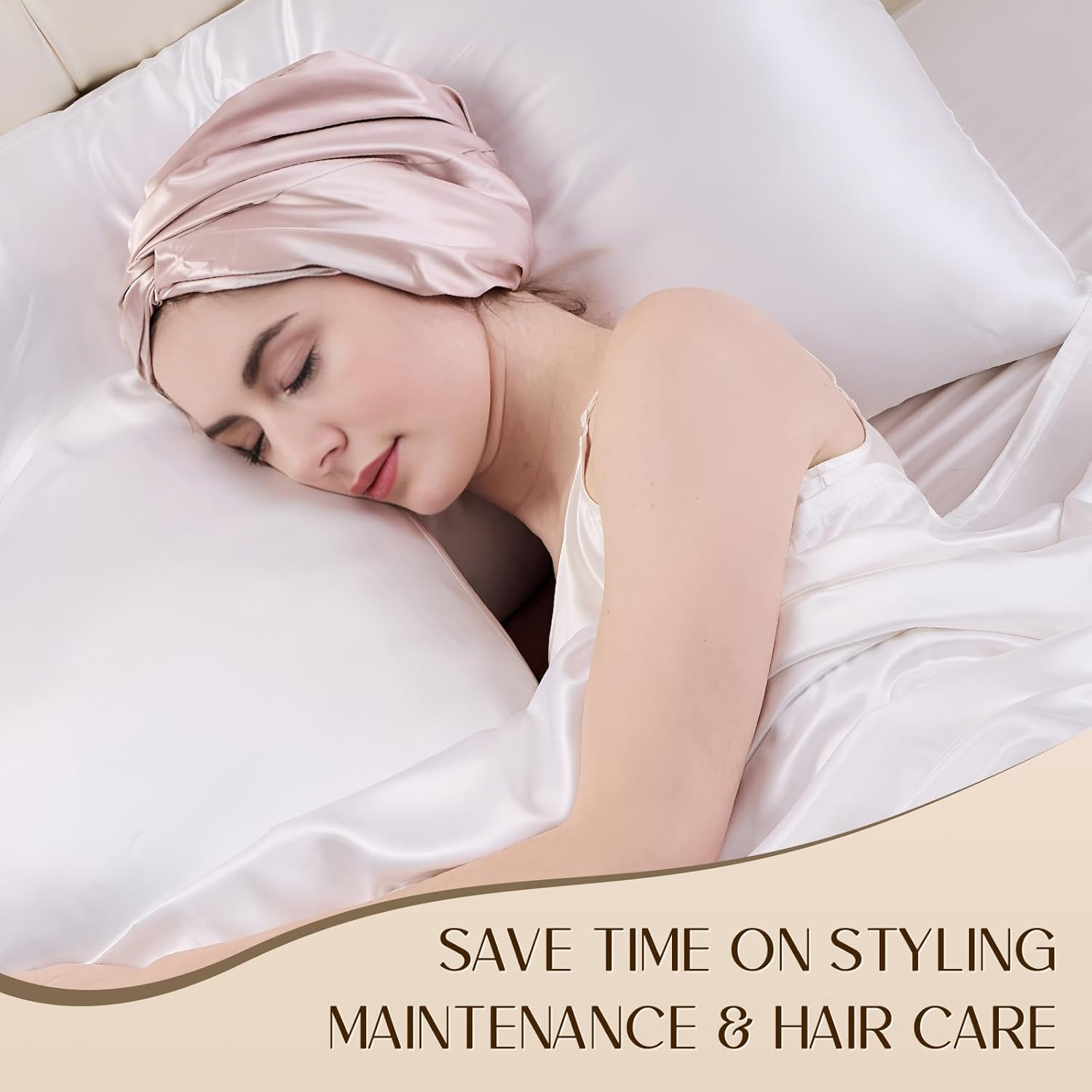 ZIMASILK 100% Silk Bonnet for Sleeping, 22 Momme Adjustable Mulberry Silk Cap for Women Hair Care, Double-Layered Highest Grade 6A Sleep Hair Wrap, Non-Slip Design (1Pc, Pink) image number 5