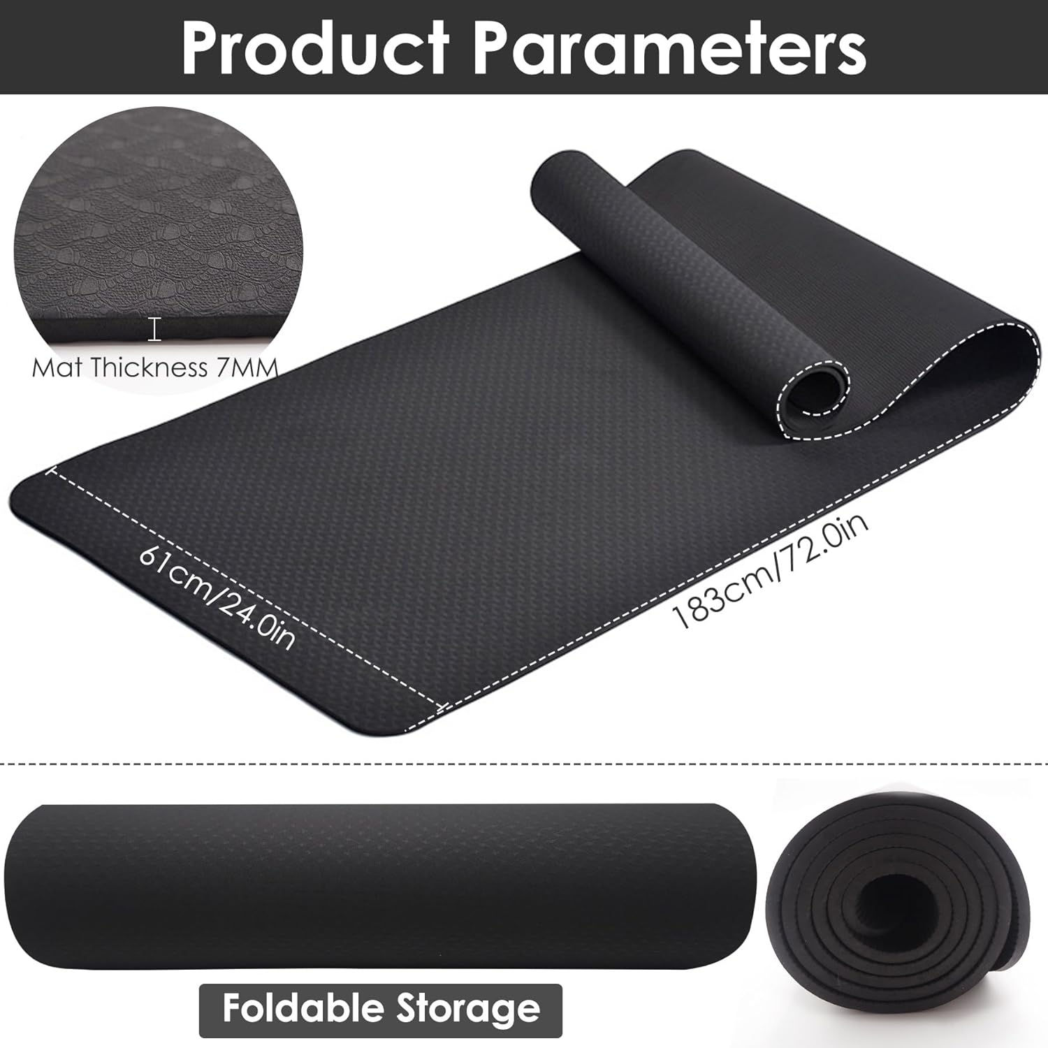 Non-Slip TPE Yoga Mat for Women & Men, 72"X24" Extra-Long Anti-Tear Pilates Mats for Hot Yoga, HIIT, Floor Workouts, 8Mm Thick Lightweight Fitness Mat Professional Exercise Mats with Dual Grip image number 6