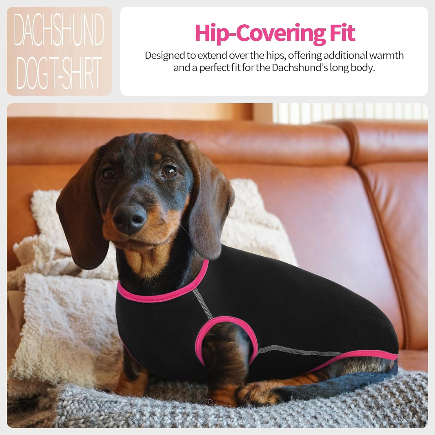 Hjyokuso Dachshund Jumper, Soft Elastic Dachshund Fleece Pullover for Mini Sausage Dogs, Lightweight and Breathable for Home Use or Outdoor Walks, All-Season Wear, Black XS