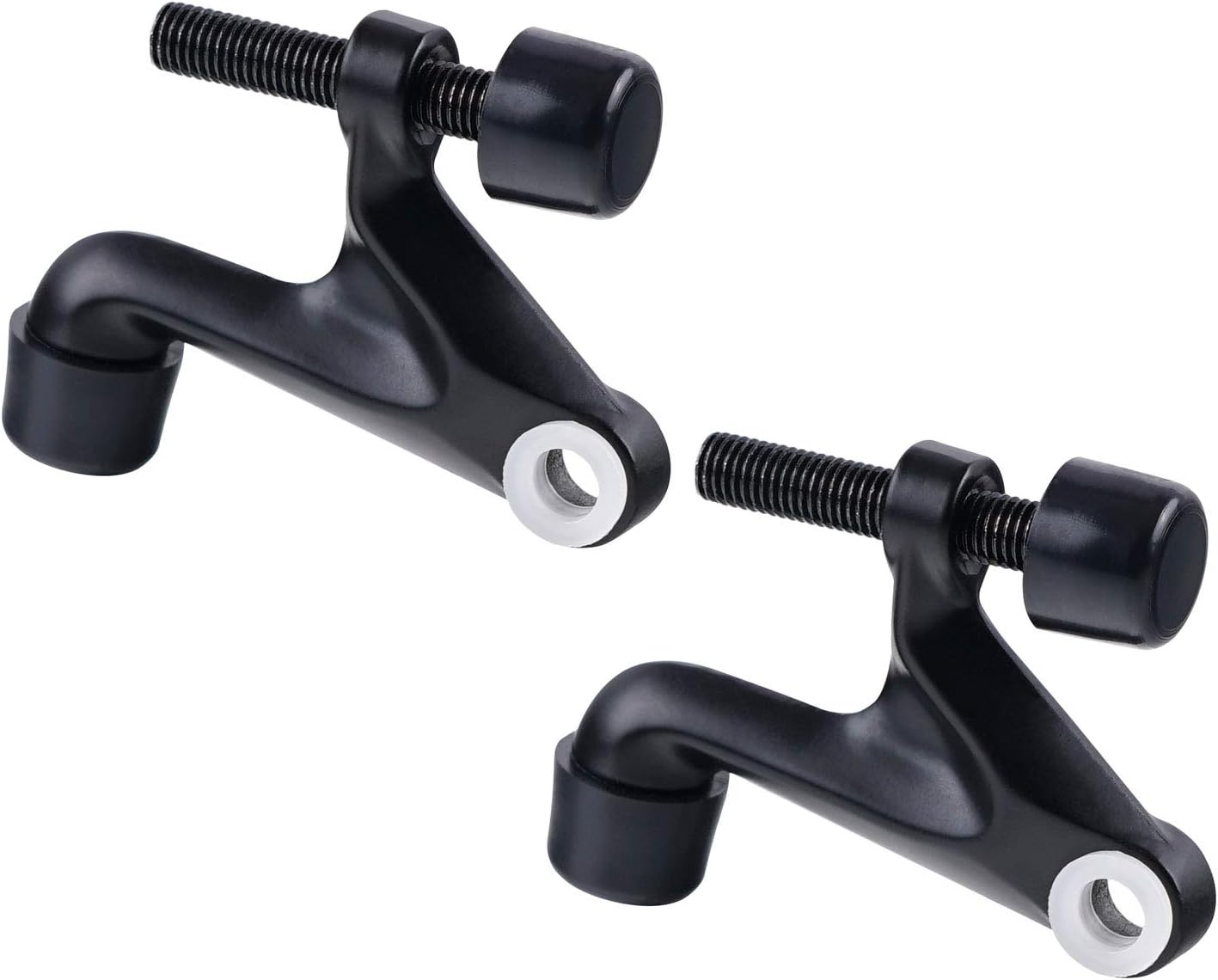 Triumph Hardware 2 Pack Hinge Pin Door Stopper,Adjustable Heavy Duty Door Stopper 2-3/8"X15/16&rdquo;,Brushed Satin Nickel,With Black Rubber Bumper Tips