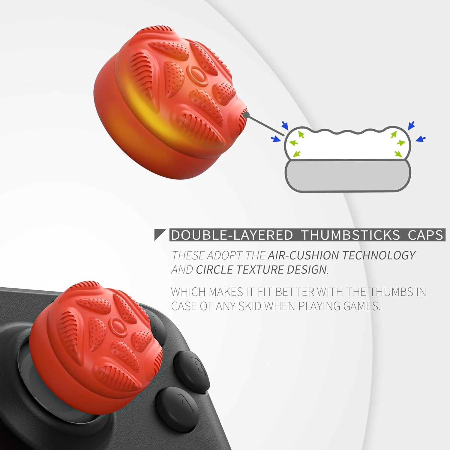 Playvital Thumb Grips for Steam Deck LCD & OLED (4-Pack), Thumb Cushion Caps with Anti-Slip Texture, Height-Boost Joystick Cover for Steam Deck Accessories - Raindrop Texture Orange image number 2