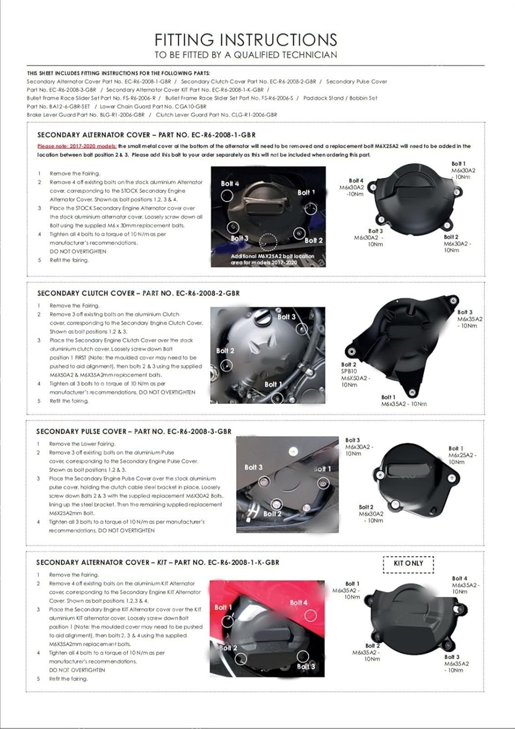 Motorcycles for Yamaha R6 2006-2020 2007 2008 2009 2010 11 12 13 14 15 16 2017 2018 2019 Engine Cover Protection Case Engine Covers Protectors Accessories (Color : Clutch Cover) image number 5