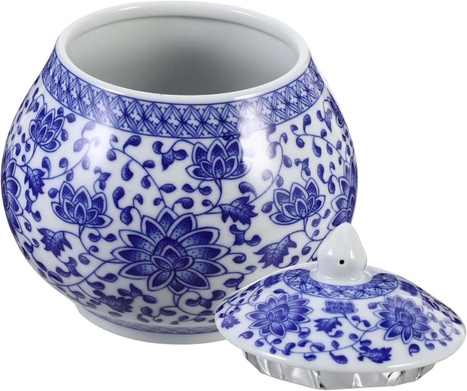 Ceramic Tea Jar Ginger Jars for Home Decor Blue White Porcelain Tea Storage Canister image number 1