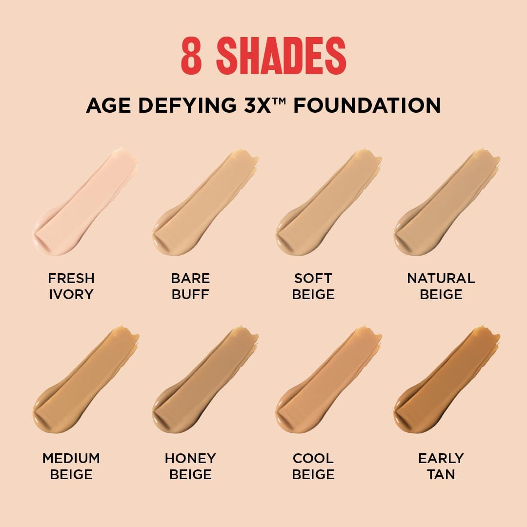 Revlon Age Defying 3X Foundation, Bare Buff, Medium Coverage, Natural Finish, SPF25, Anti-Aging, 30Ml image number 6