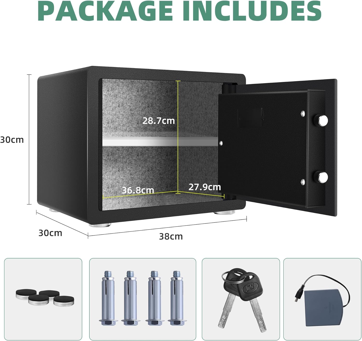 HSDYS Biometric Fingerprint Safe-1.2 Cubic Feet, Home Safe Box with Digital Keypad,Security Safe and Steel Lock Box for Home,Office and Hotel&hellip; image number 2