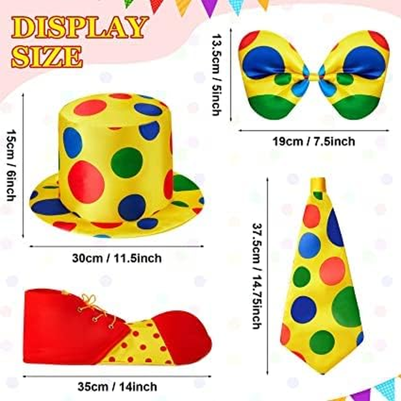 Clown Costume Set 7 Pcs Clown Accessories for Kids Adults Halloween Clown Parties Circus Carnivals Play (Suit Not Included) image number 6