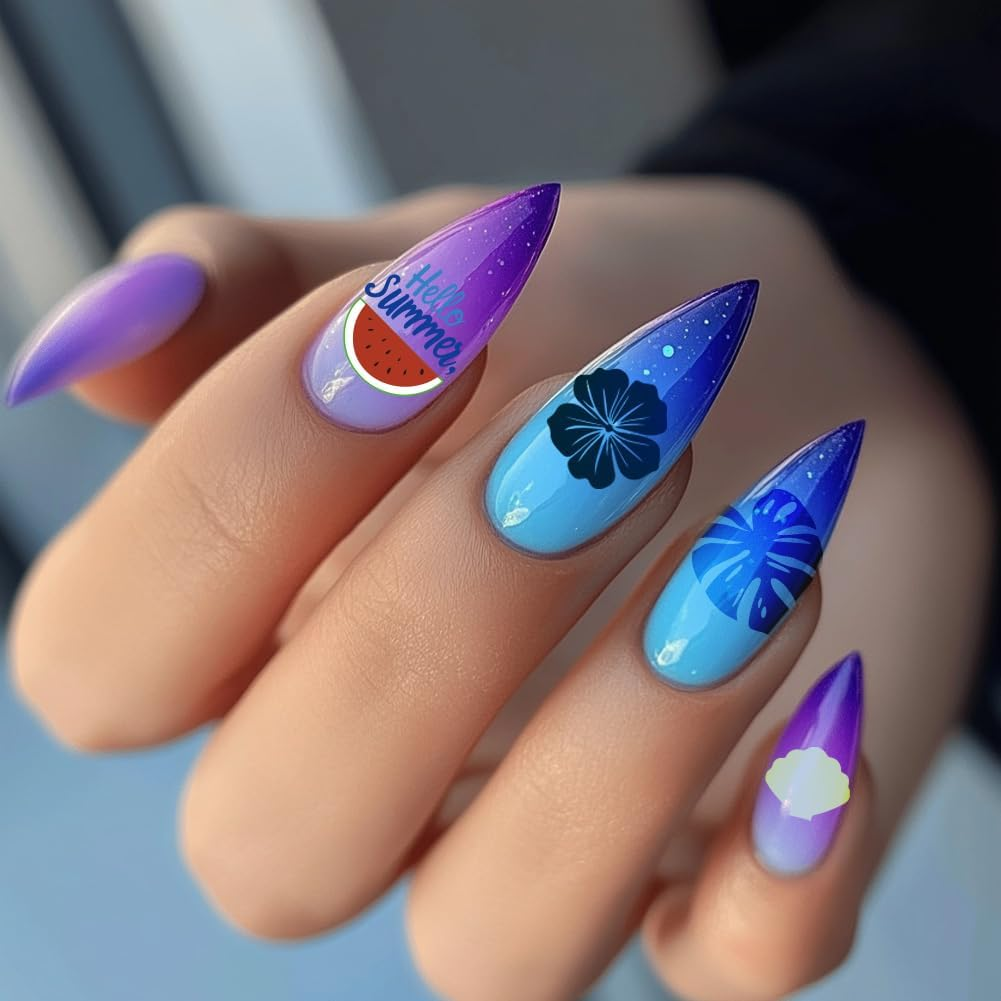 PH Pandahall Nail Stamping Plate Kit, 6Pcs Summer Ocean Beach Templates Nail Art Stencils Stainless Steel Image Plates with Silicone Nail Stamper Scraper Tool for Women Manicures Salon Design image number 2