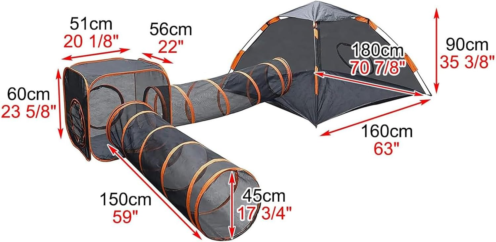 4-In-1 Cat Tunnel for Indoor Cats Outdoor Cat Enclosures Cat Toys Portable Pet Cat Tent Mesh Pet Tunnel Playpen for Small Animal image number 4