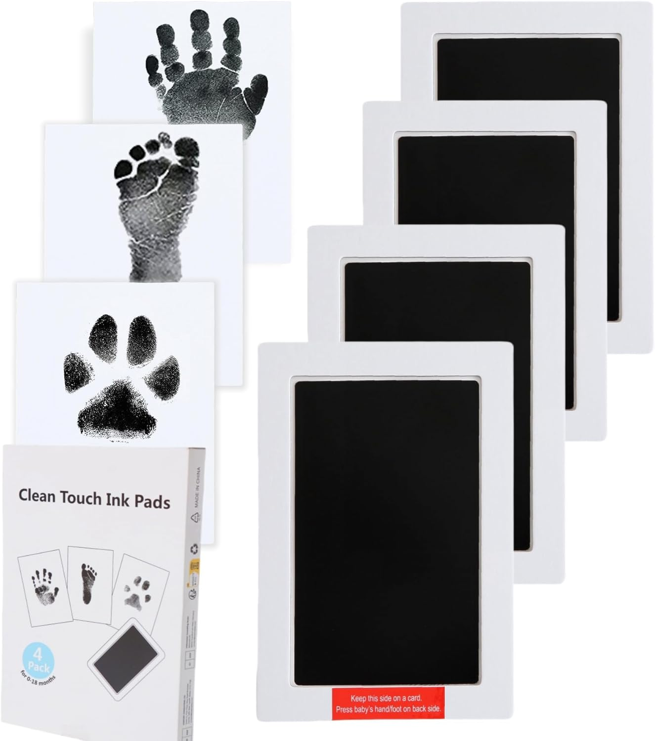 Hiumotan XL Size 6-Pack Imprint Cards & 2 Baby Handprint Ink Pads with Clean-Touch，Baby Inkless Hand and Footprint Kit,Baby Hand and Footprint Kit，Baby Footprint Kit，Baby Shower Gifts,Paw Print Kit,Newborn Essentials