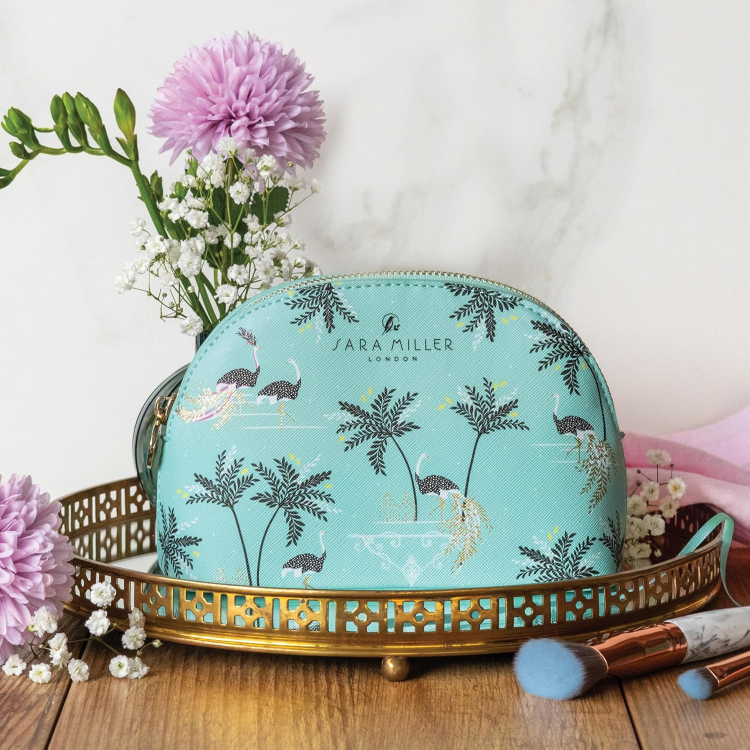 Sara Miller Cosmetic Bag, Small Toiletry Bag for Make-Up Essentials, Vegan Leather, Travel Organiser for Women, Zipper Pouch, Beauty Gift for Her, Cruelty Free and Vegan Friendly image number 3