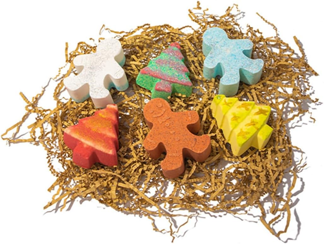 BCOATH 6Pcs Christmas Gingerbread Man Bath Salt Fun Colorful Bathing for Boys and Girls Relaxing Aromatherapy Holidays and Travel