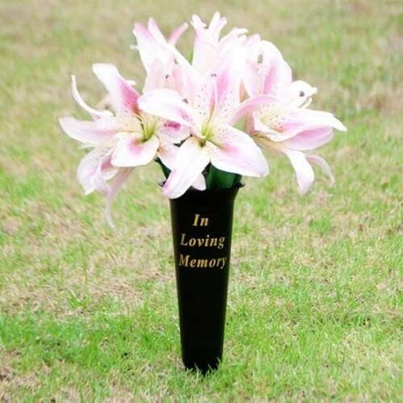 In Loving Memory Cemetery Vase Grave Graveside Memorial Plastic Black Spike image number 2