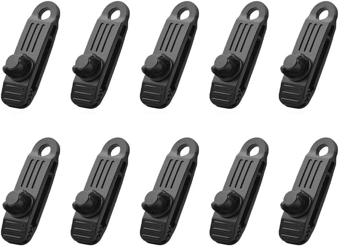 10 Pieces Camping Hiking Picnicking Tent Tarp Fasteners Windproof Awning Wind Rope Clip Fastening Clamps Outdoor Equipment image number 2