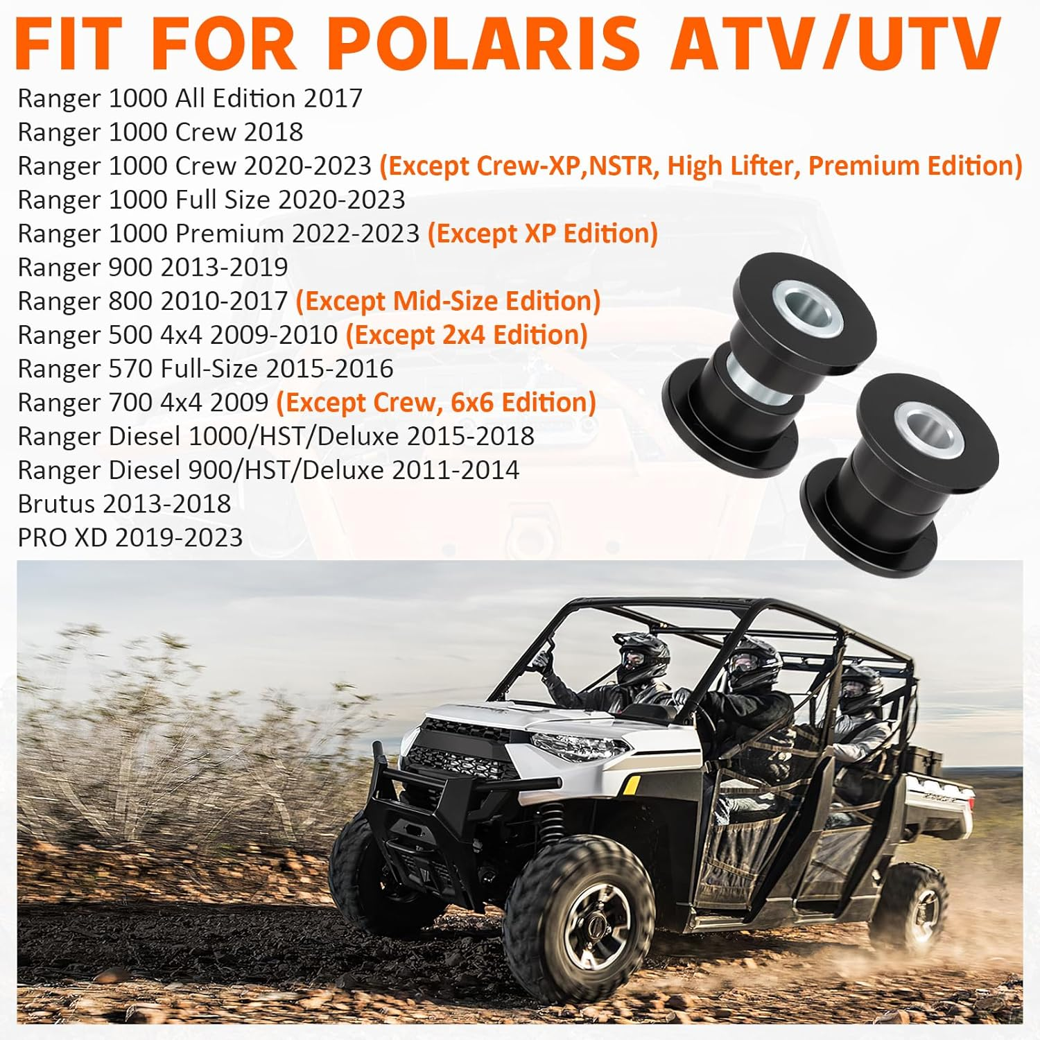 Front Shock Bushing Sleeve Kit for Polaris Ranger 1000 900 800 700 570 500 Diesel Brutus PRO XD image number 6