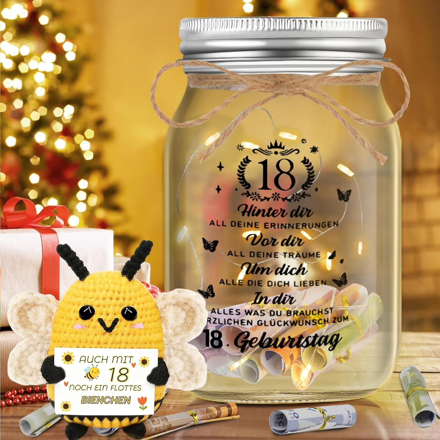Gifts for 18Th Birthday Girl Boy Bottle Light with Positive Potato Bee Money Gifts Birthday 18Th Birthday Money Gifts Packaging Pocket Hug Positive Lucky Charm Bee - 50 Years image number 5