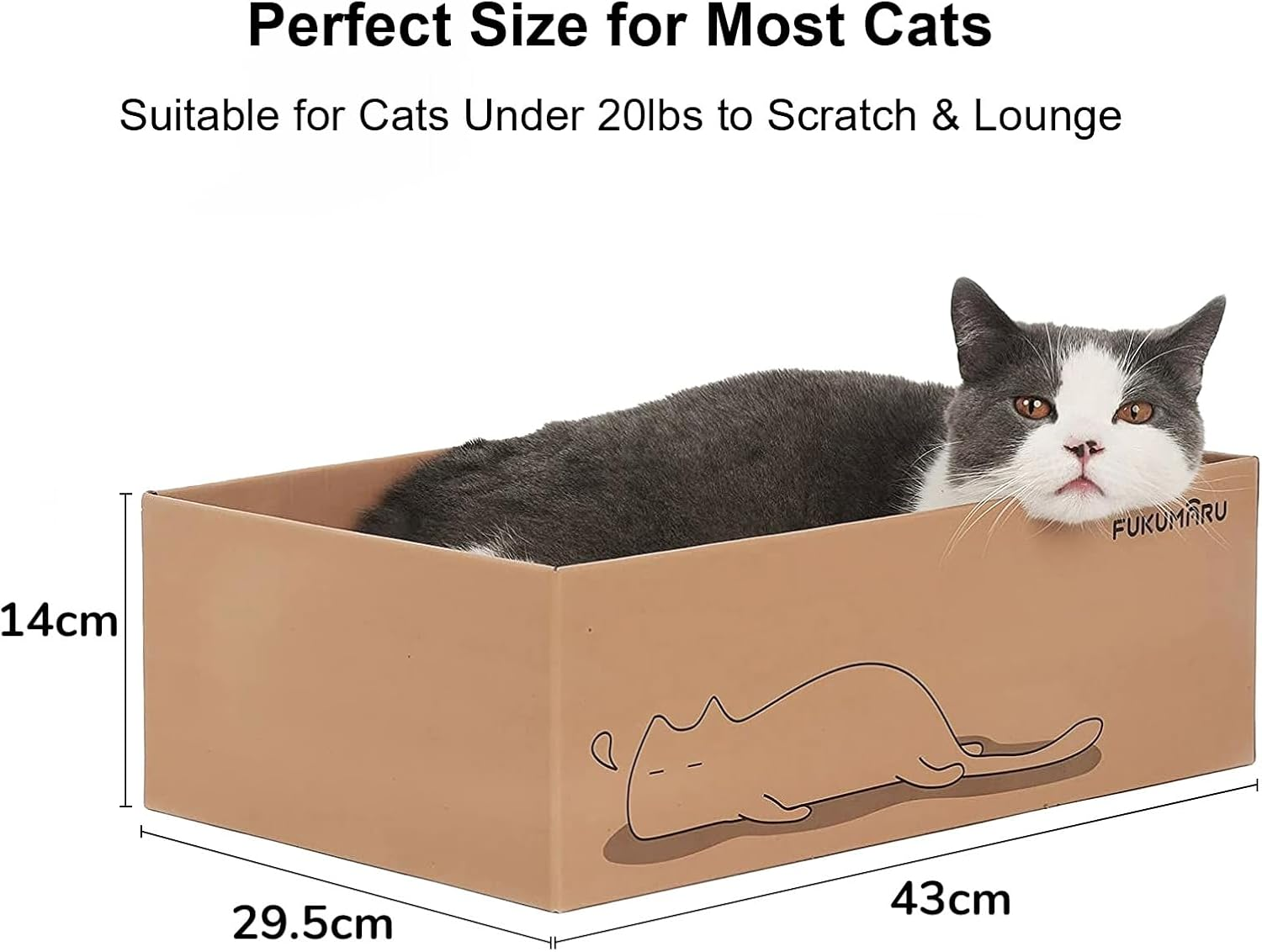 FUKUMARU Cat Scratcher with Box, 5 PCS Reversible Cat Scratch Pad, Corrugated Scratching Bed for Indoor Kitty, 5 in 1 Replacement Cardboard Refill Lounge for Small Medium and Large Cats, Lazy Cat image number 1