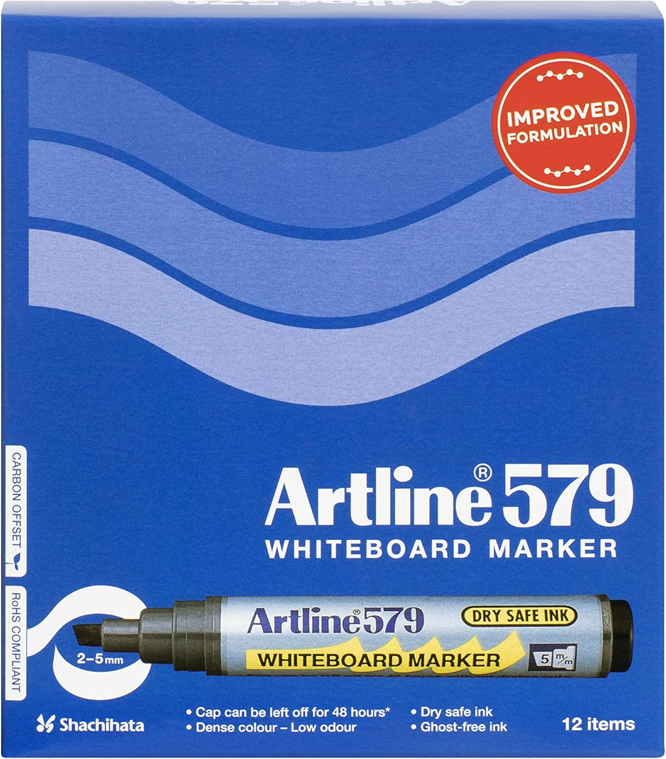 Artline 579 Whiteboard Marker 5Mm Chisel Nib Assorted Wallet 6