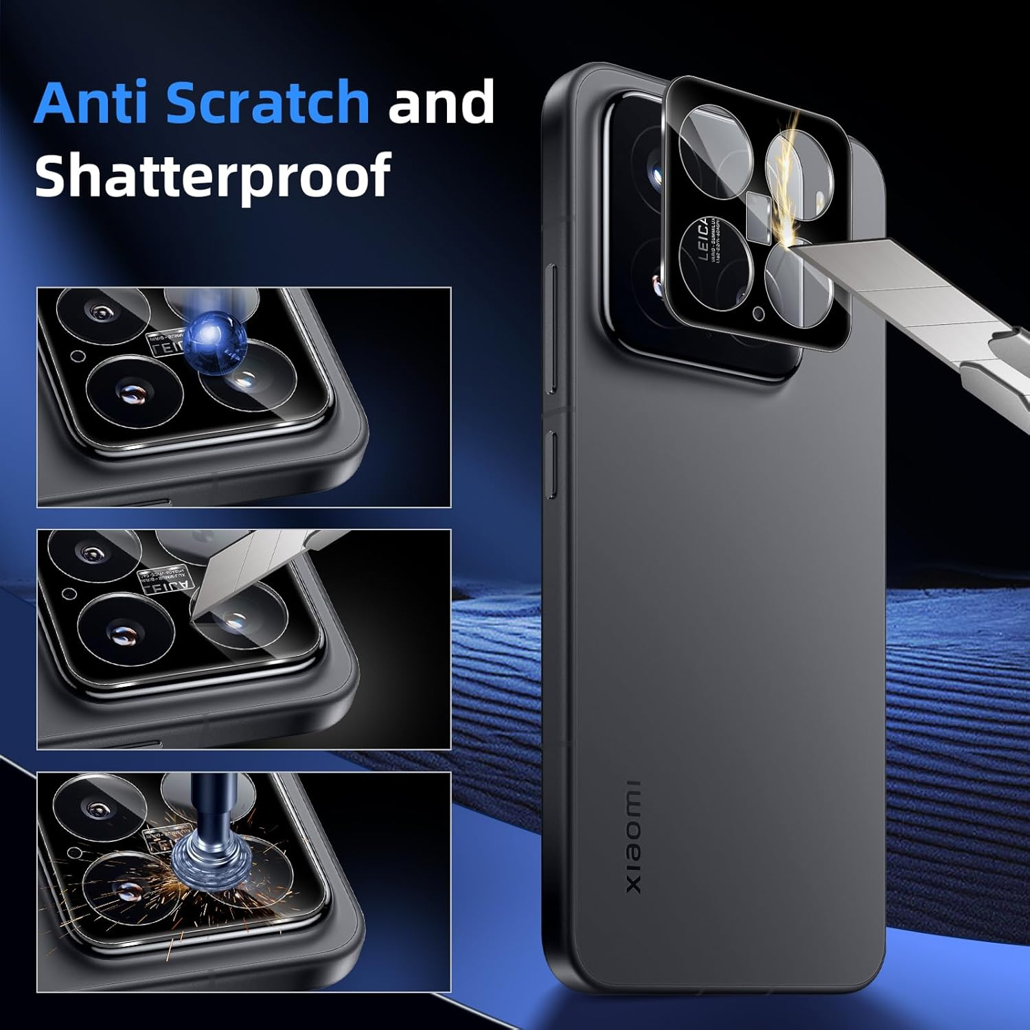 Liilaa Camera Screen Protector for Xiaomi Mi 15 5G for Tempered Glass, Pack of 3 Camera Protection 9H Hardness Camera Glass Film Anti-Scratch Lens Protective Glass - Black image number 5