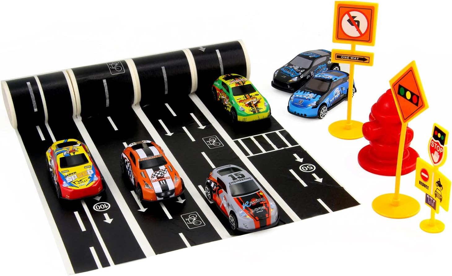 TORMEN Road Sticker Rolls Cars Track and Train Sets Sticker Perfect to Develop Your Kids Imagination and Memory, Play and Gifts for Children Toys(2 Rolls of Road - 2 Rolls Of Road image number 6
