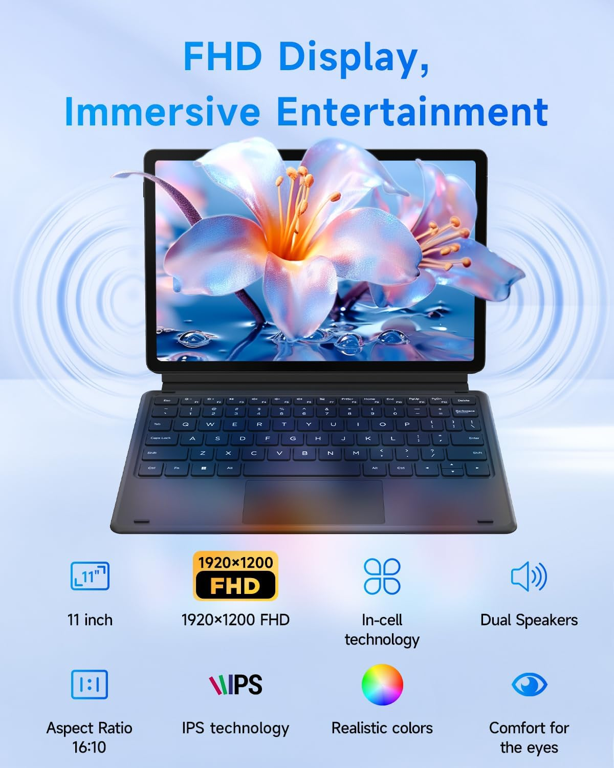 11 Inch Intel N150 2-In-1 Laptops, Windows 11 Touchscreen PC by BNCF, 12GB RAM 512GB Ssd,1920X1080 IPS FHD Portable Tablet USB-C/HDMI Wifi 6, 34.2Wh Battery with Pogo Pin Keyboard and Kickstand