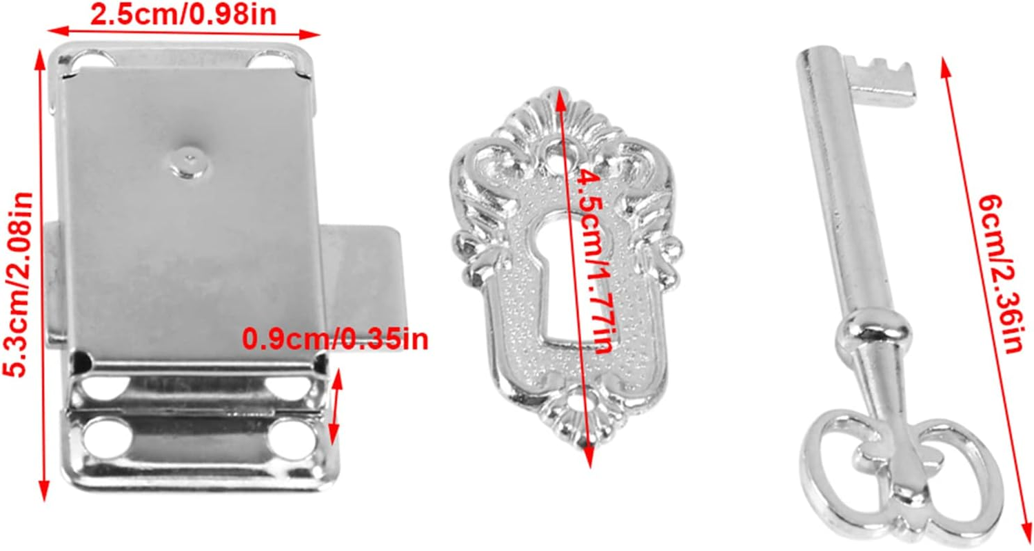 Vintage Door Lock Set Antique Antique Classical Lock Key, Classical Lock Key Classical Lock Key Classical Alloy Door Lock Cabinet Door Locker Sp Door Lock for Drawers and Cabinet image number 2