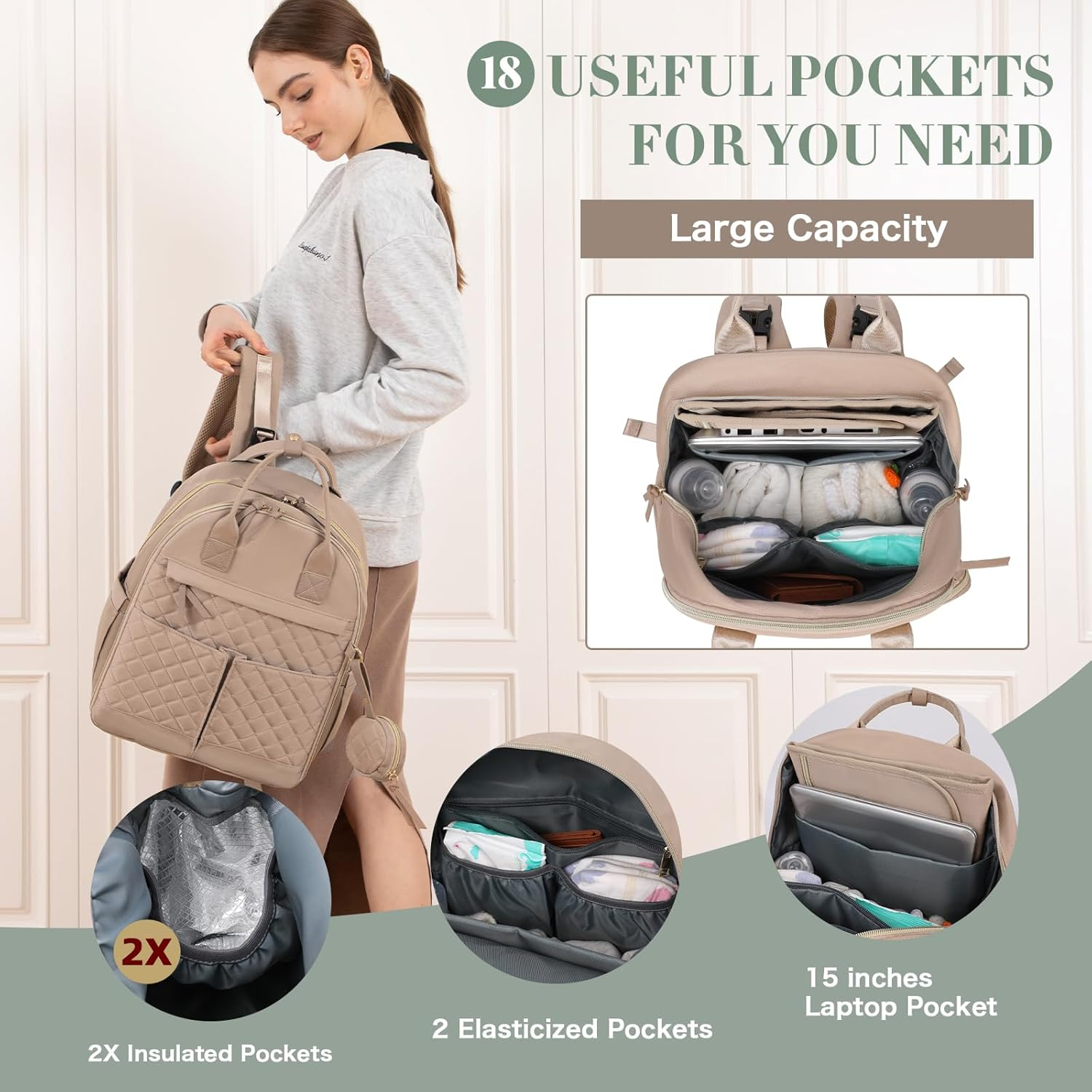 ILCOLPO Diaper Bag Backpack - Black image number 4