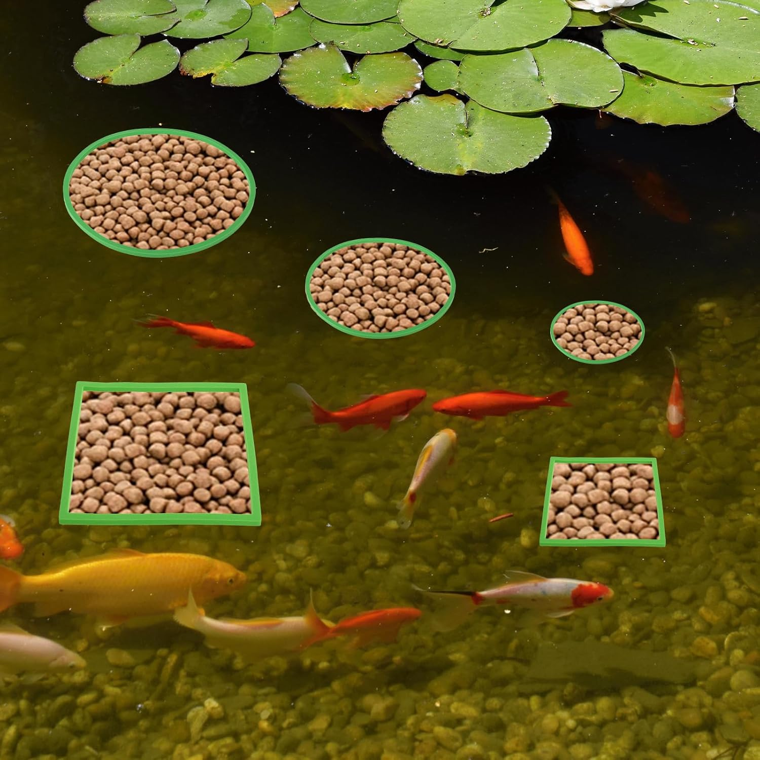 10 PCS Aquarium Floating Plant Corral, 5 Sizes round & Square Fish Feeding Rings Aquarium Plant Holder Turtle Betta Fish Tank Accessories, Reduces Automatic Fish Feeder Waste, Maintains Water Quality