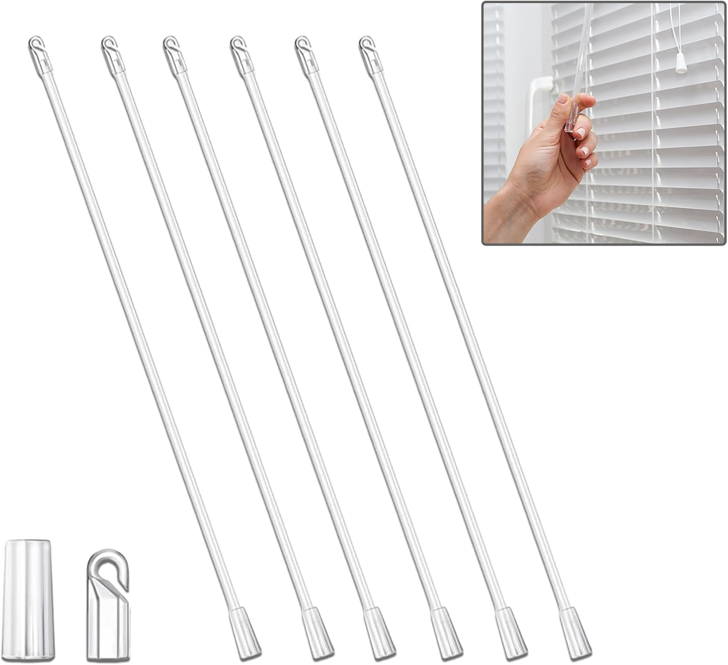 17 Inch Long Vertical Blind Wand, Window Blind Tilt Rod, ZGWANSUI Blind Tilt Wand Replacement with Hook and Grip, Blinds Replacement Wand Clear, Blind Control Stick Parts, Opener Accessory (2 Pack)