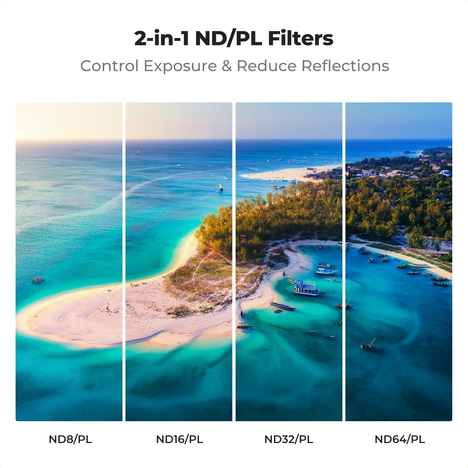 K&F Concept 4 Pack ND/PL Filter Set Compatible with DJI Mavic 4 Pro Multi Coated HD Glass Waterproof No Color Cast & Remove Glare Lens Filter, Include ND8/PL, ND16/PL, ND32/PL, ND64/PL image number 3