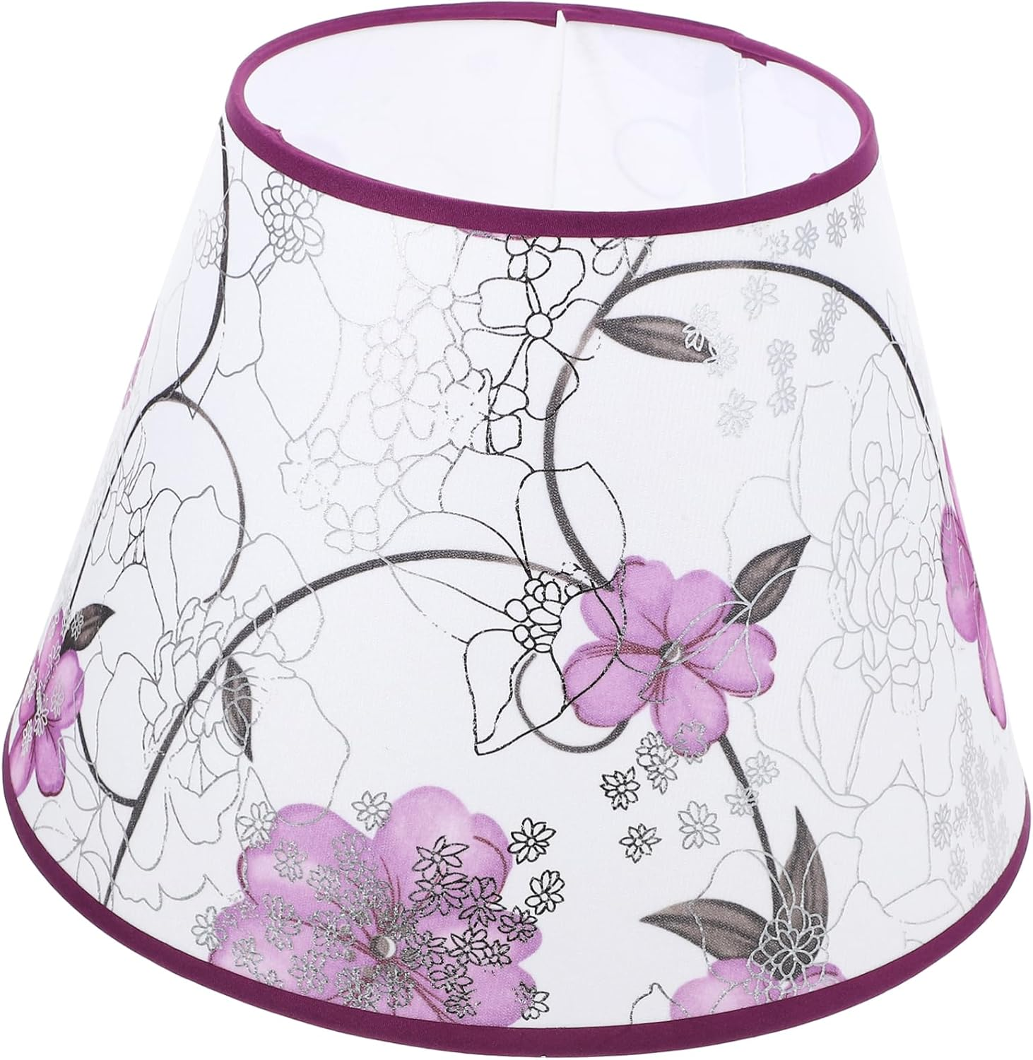 JEWEDECO Vintage Flower Pattern Table Lamp Shade E27 Purple Fabric Lampshade for Bedroom and Home Use Decorative Cone Design for Bedside and Corridor