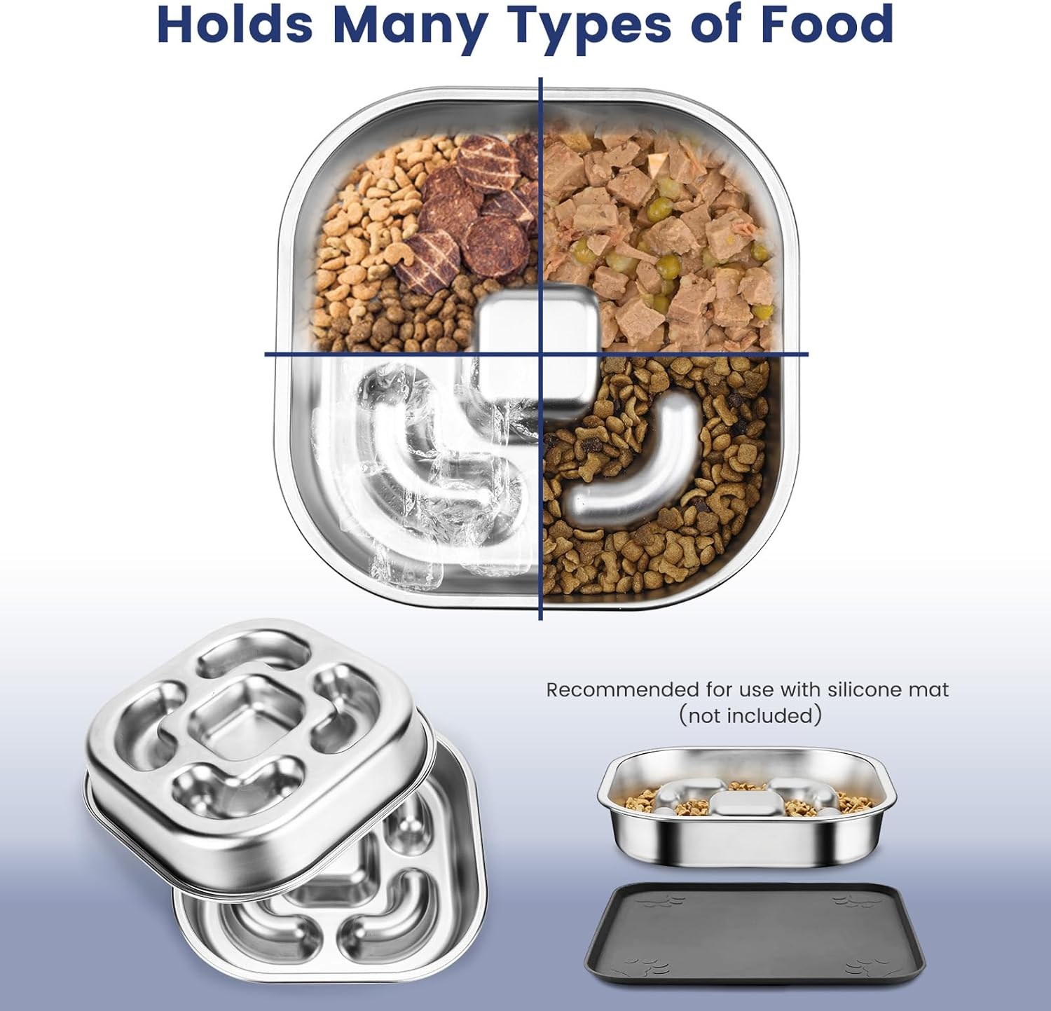 PETTOM Slow Feeder Dog Bowl, Stainless Steel Dog Bowls to Slow down Eating, Puzzle Feeders for Dogs Puppys Stop Bloat anti Gulping Healthy Eating image number 5