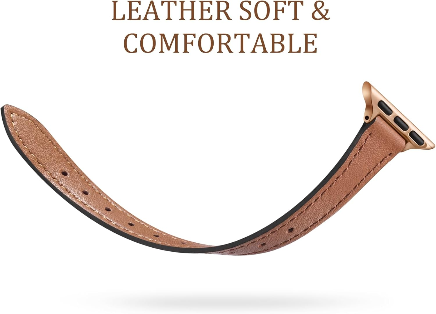 Witzon Slim Leather Straps Compatible with Apple Watch Strap 38Mm 40Mm 41Mm 42Mm 44Mm 45Mm Women, Top Grain Genuine Leather Strap Thin Watch Wristband for Iwatch Series 9 8 7 6 5 4 3 2 1 SE Ultra image number 4