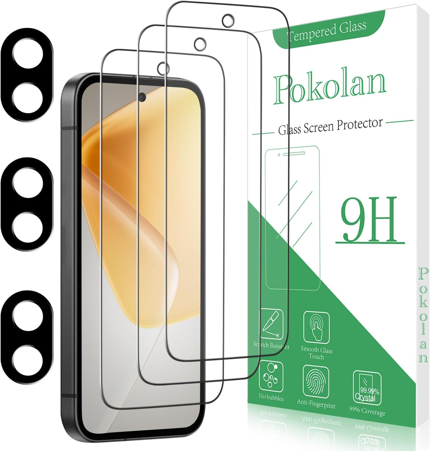 Pokolan 3 Pack Screen Protector for Google Pixel 9 Pro Fold Tempered Glass, 9H Hardness, Case Friendly, No Bubbles, anti Scratch, Ultra Resistant