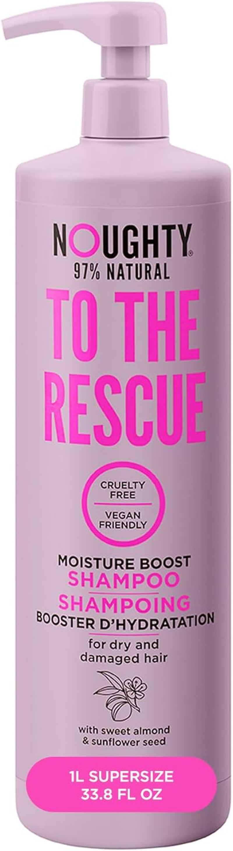 Noughty 97% Natural to the Rescue Moisture Boost Shampoo, 97% Natural Sulphate Free Vegan Haircare, Hydrating Formula for Dry and Damaged Hair, with Sweet Almond and Sunflower Seed 1L image number 4