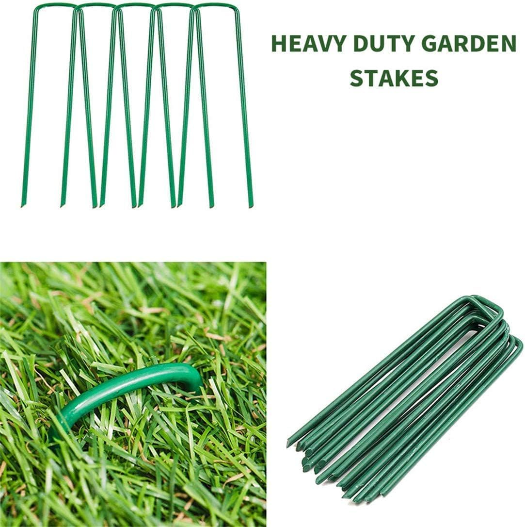 50Pcs Heavy Duty Garden Stakes,15Cm Garden Pegs Pins Ground Stakes Staples Spikes U Shaped Landscape Securing Nail Pin for Landscape Fabric & Netting 6 Inch (50Pcs, Green) image number 5