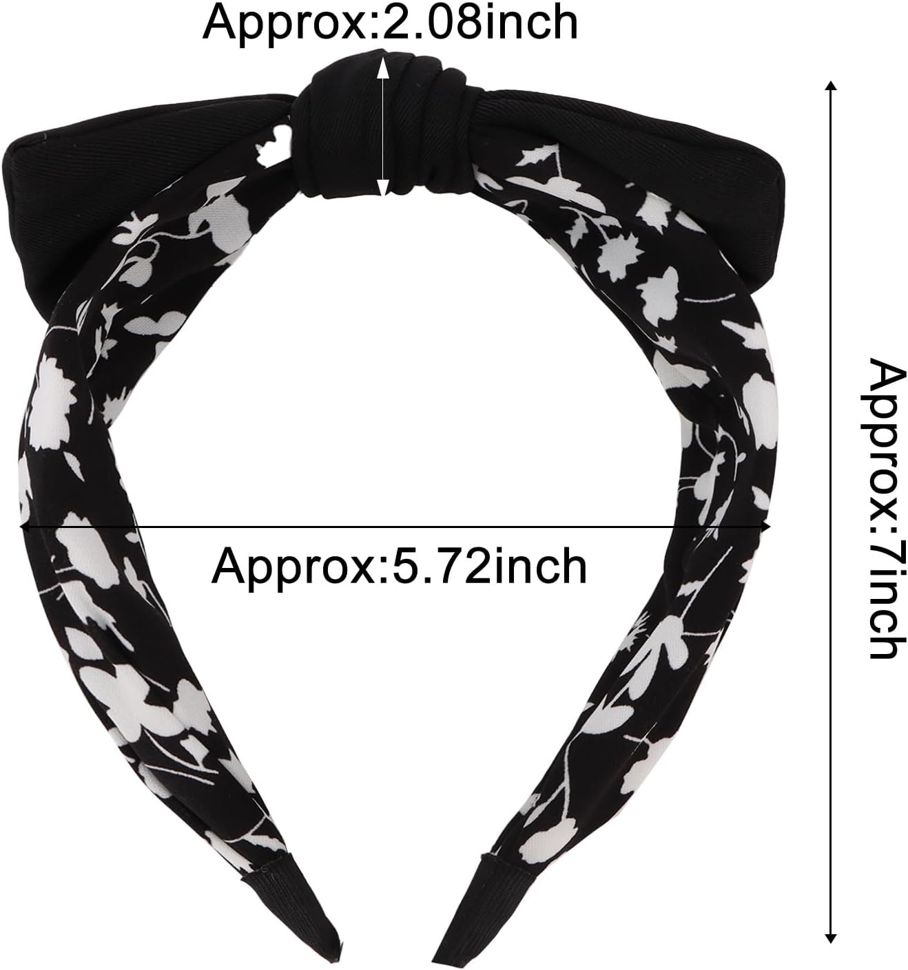 EXIPSAT 2 X Women'S Hair Band with Floral Pattern, Great Bow Knot Design, Wide and Comfortable, Perfect Hair Accessory image number 4