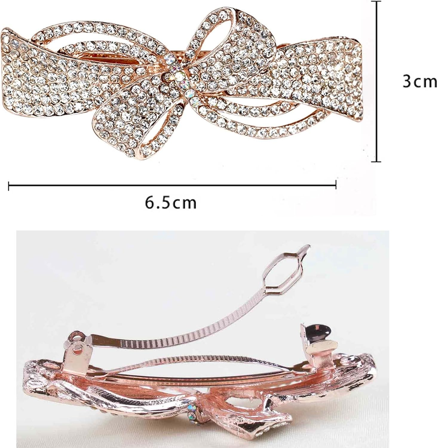 Tseenyi Rhinestone Wedding Hair Clip Bow Crystal Hair Clip Shiny Bridal Rhinestone Hair Clip Sparkling Bridal Decorative Headwear Accessories for Women and Girls (Gold Champagne) image number 5
