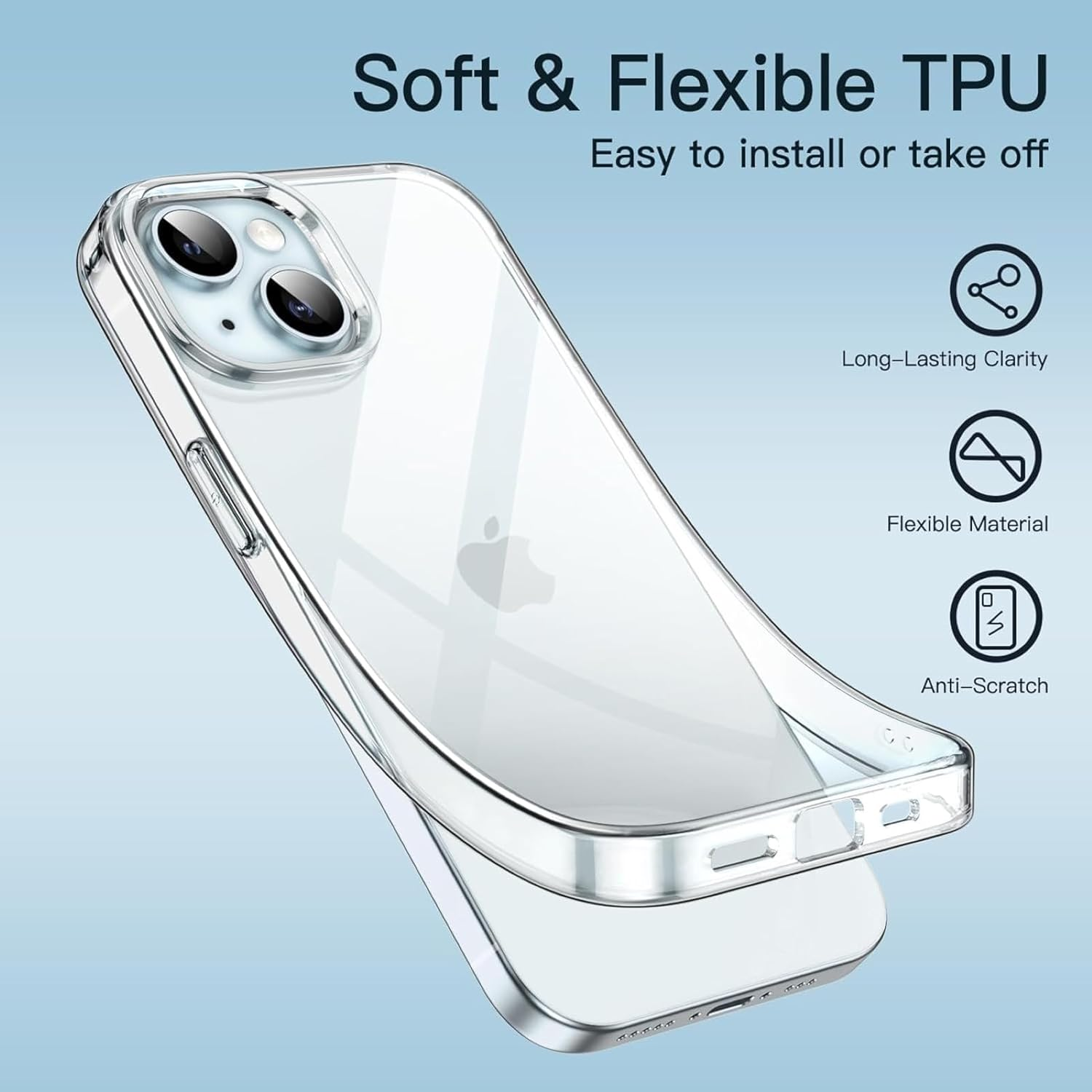 Slim Transparent Clear Bumper Back Gel Phone Case Cover for Apple Iphone 15 image number 2