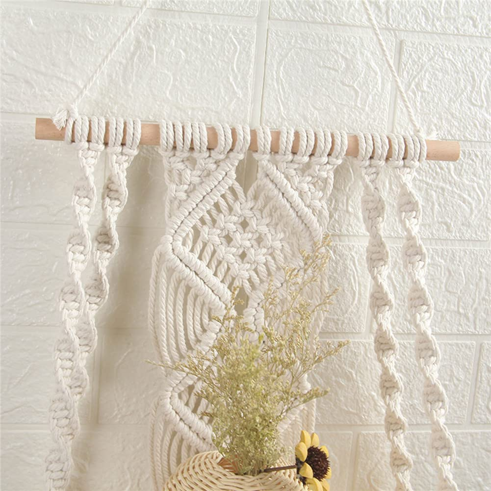 Hiuxume Macrame Wall Hanging Shelf Bohemian for Bedroom - Woven Rope Macrame Wall Art as Boho Bathroom Shelf Decor - Plant Hanger with Crochet Wall Hangings image number 5